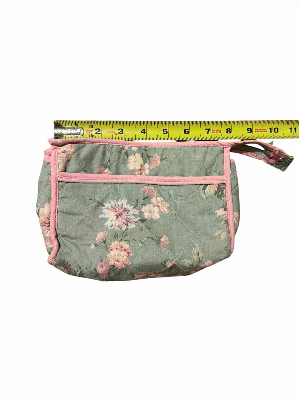 Floral Quilted Pouch in Sage Green and Pink